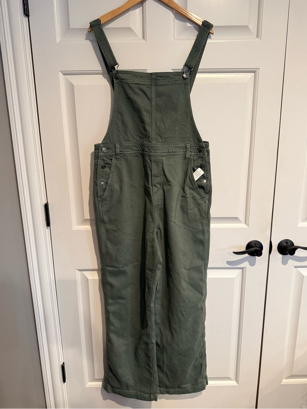 NWT aerie Olive Green Denim Wide Leg Overalls